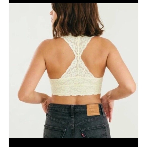 Free People Womens Gallon Lace Floral Nude Racerback Lace Bralette Size  S/P - Picture 2 of 12
